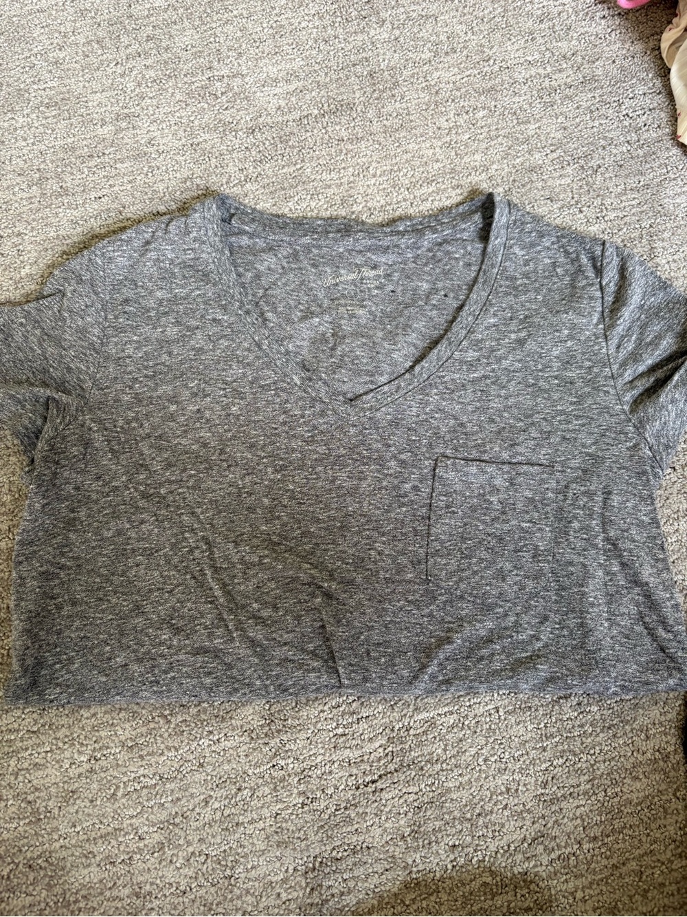 Gray V-Neck Pocket Women's Top - target